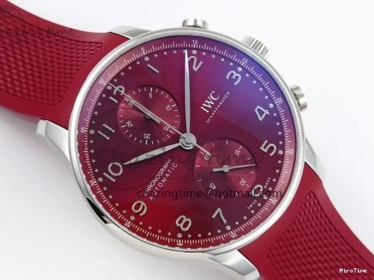MIROTIME 0301 Reliable Portuguese Chrono IW3716 Z+F 1:1 Best Edition Red Dial on Red Rubber Strap A 7015